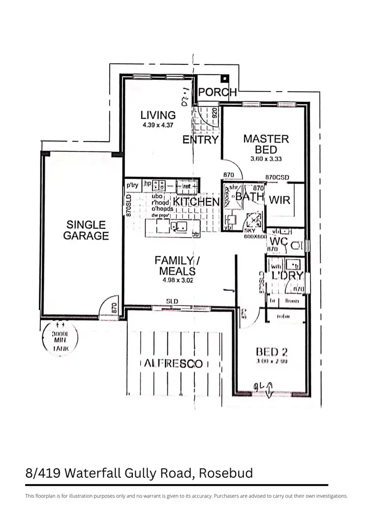 Floorplan of Homely townhouse listing, 8/419 Waterfall Gully Road, Rosebud VIC 3939