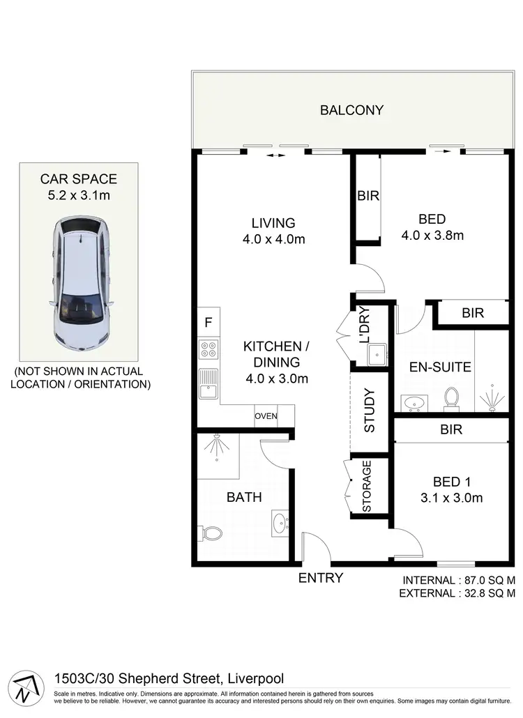 Floorplan of Homely apartment listing, C1503/30 Shepherd Street, Liverpool NSW 2170