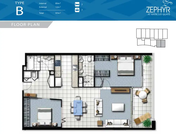 Floorplan of Homely apartment listing, 301/15 Compass Drive, Biggera Waters QLD 4216