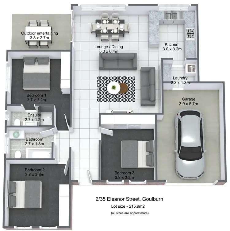 Floorplan of Homely semi-detached listing, 2/35 Eleanor Street, Goulburn NSW 2580