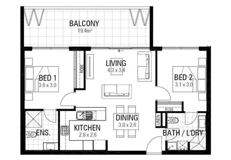 Floorplan of Homely apartment listing, 2/71 Brewer Street, Perth WA 6000