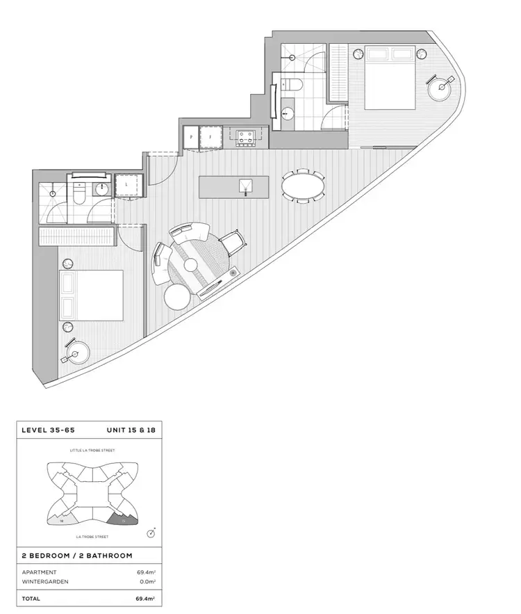 Floorplan of Homely apartment listing, 5015/228 La Trobe Street, Melbourne VIC 3000