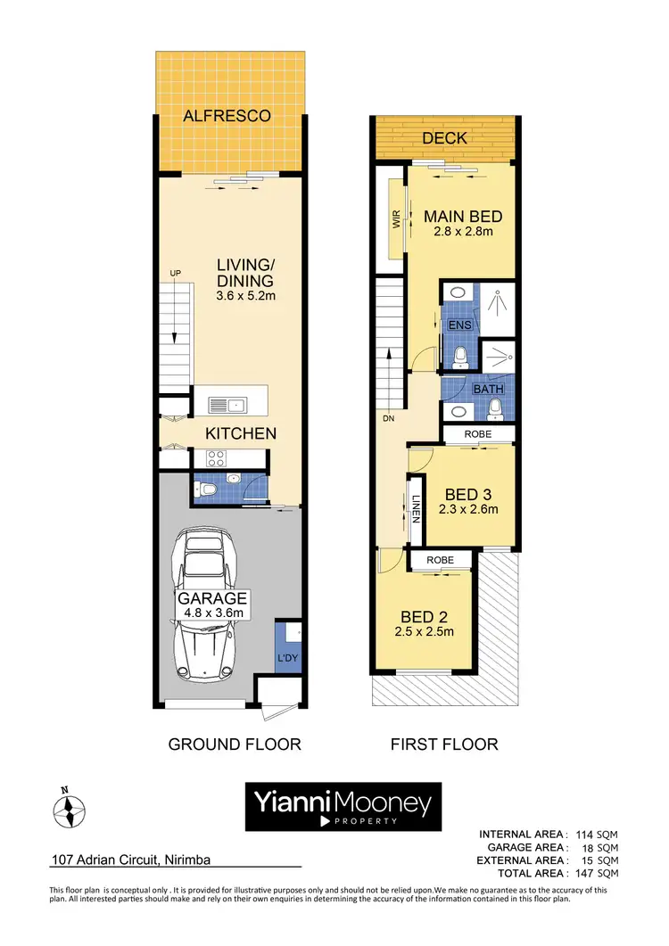 Floorplan of Homely terrace listing, 107 Adrian Circuit, Nirimba QLD 4551