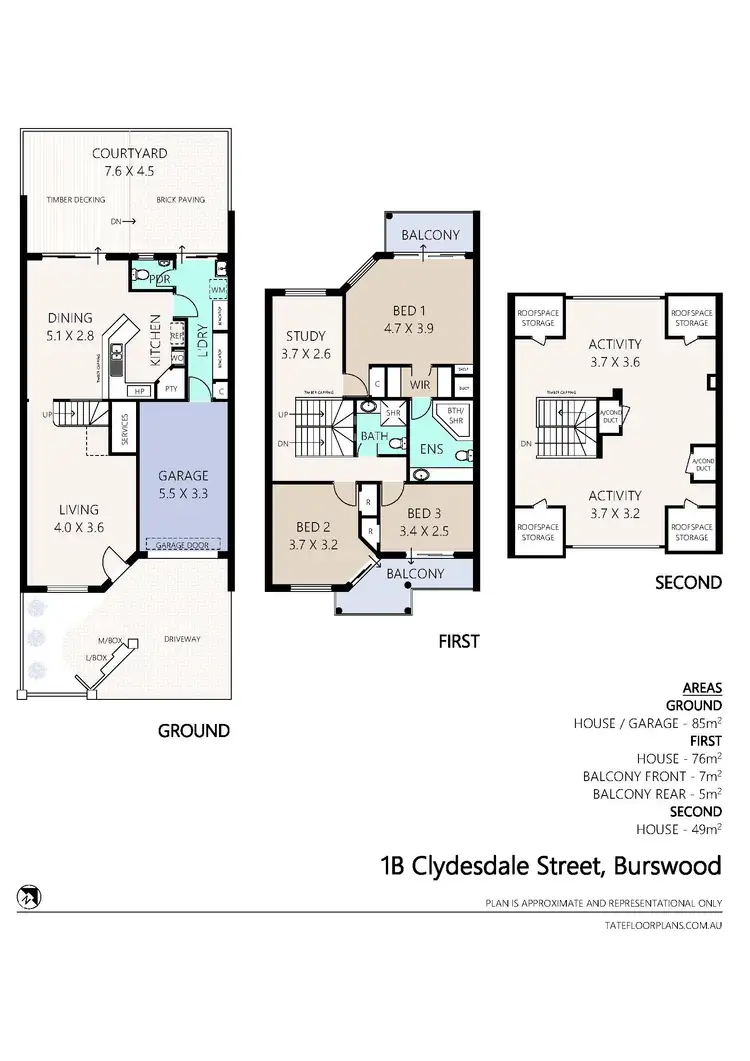 Floorplan of Homely townhouse listing, 1B Clydesdale Street, Burswood WA 6100
