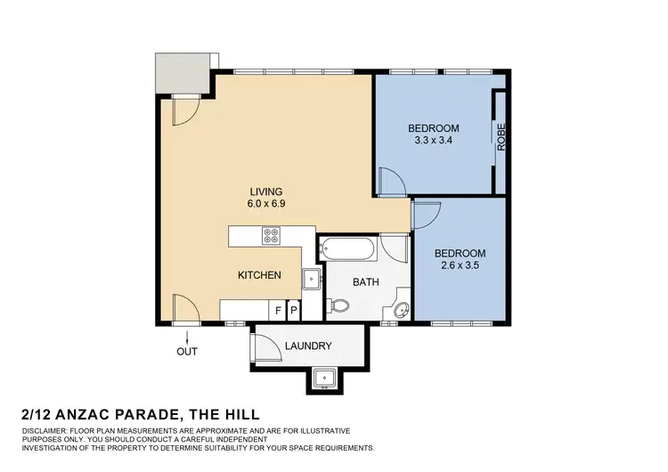 Floorplan of Homely unit listing, 2/12 Anzac Parade, The Hill NSW 2300