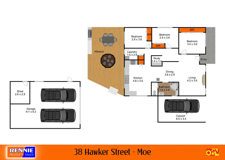 Floorplan of Homely house listing, 38 Hawker Street, Moe VIC 3825