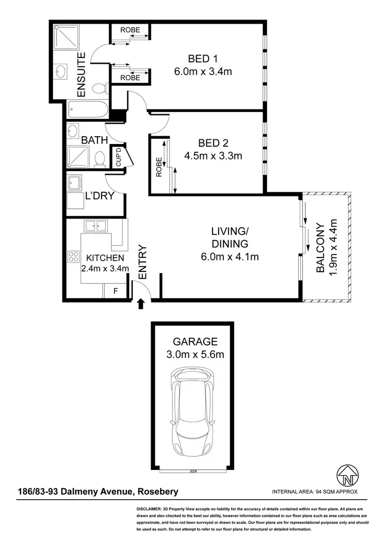 Floorplan of Homely apartment listing, 186/83-93 Dalmeny Avenue, Rosebery NSW 2018