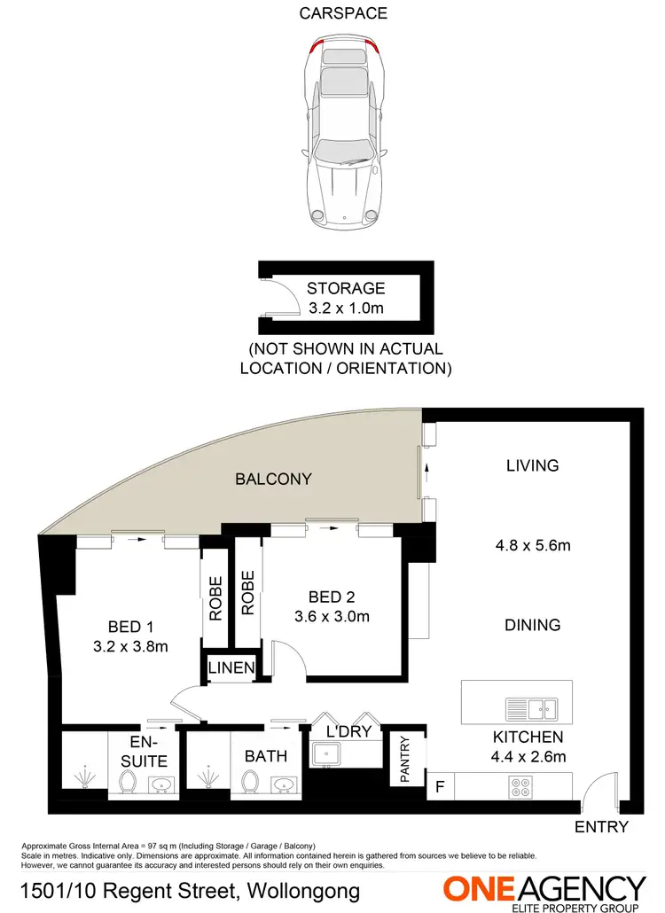 Floorplan of Homely apartment listing, 1501/10 Regent Street, Wollongong NSW 2500