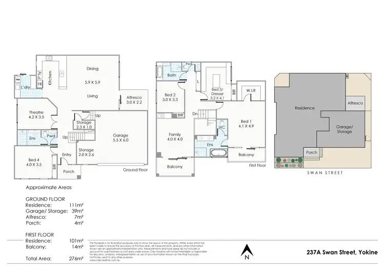 Floorplan of Homely townhouse listing, 237A Swan Street, Yokine WA 6060
