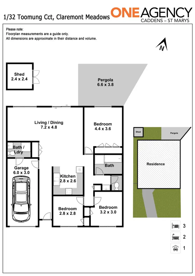 Floorplan of Homely semi-detached listing, 1/32 Toomung Circuit, Claremont Meadows NSW 2747