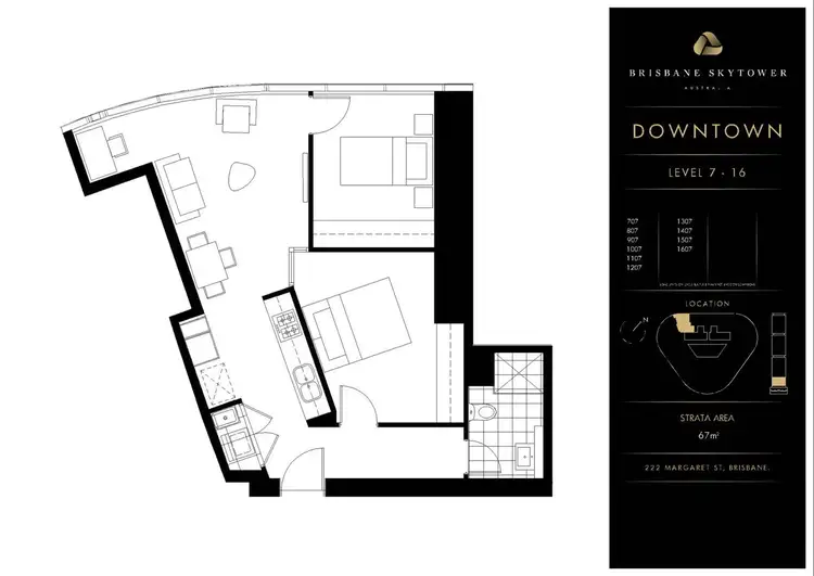 Floorplan of Homely apartment listing, 1607/222 Margaret Street, Brisbane City QLD 4000