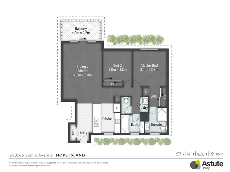 Floorplan of Homely apartment listing, 833/66 Sickle Avenue, Hope Island QLD 4212