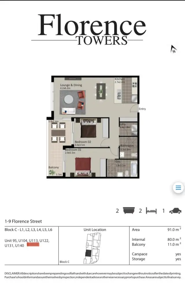 Floorplan of Homely apartment listing, 120/2 Quinn St Florence St, South Wentworthville NSW 2145