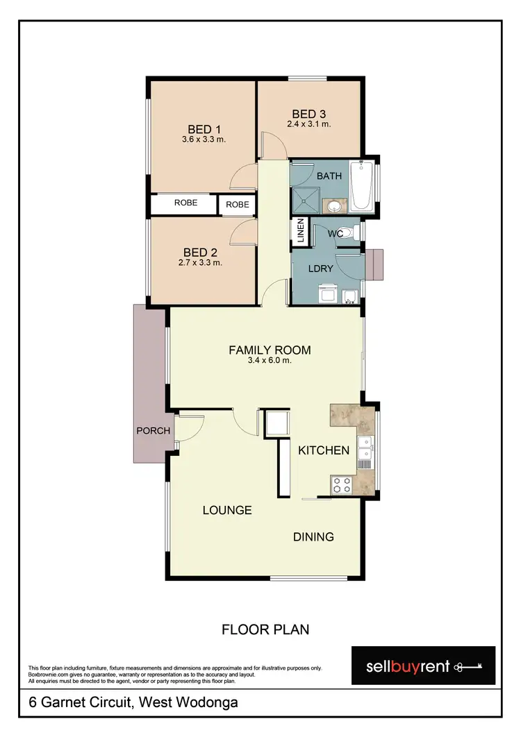 Floorplan of Homely house listing, 6 GARNET CIRCUIT, Wodonga VIC 3690