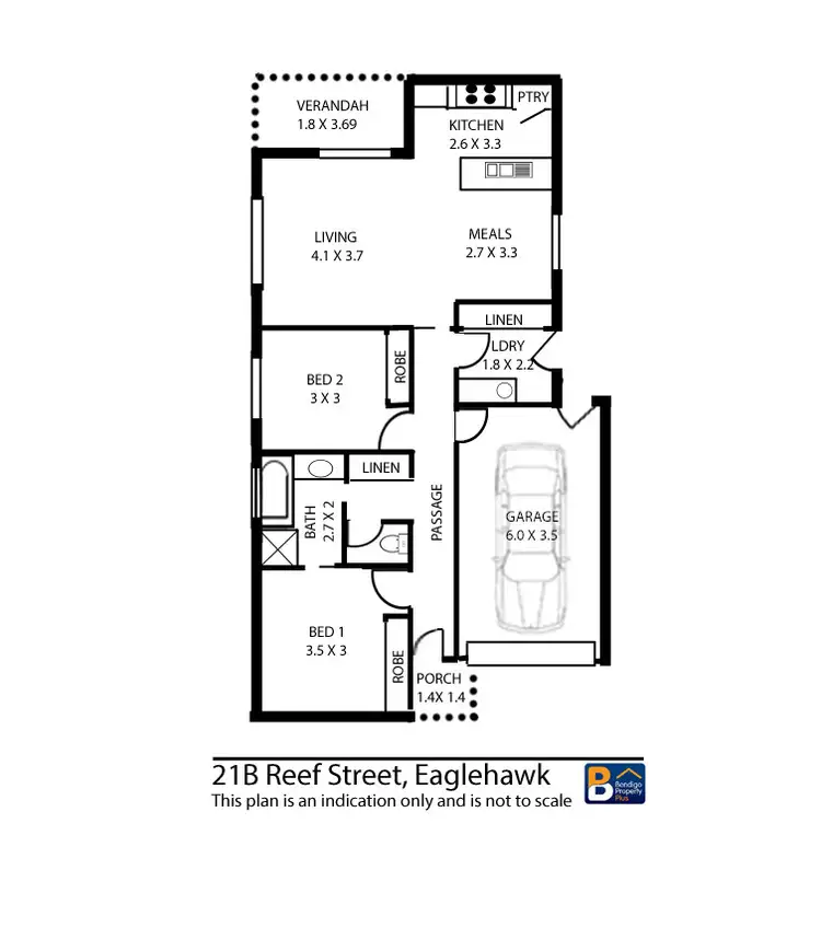 Floorplan of Homely townhouse listing, 21B Reef Street, Eaglehawk VIC 3556