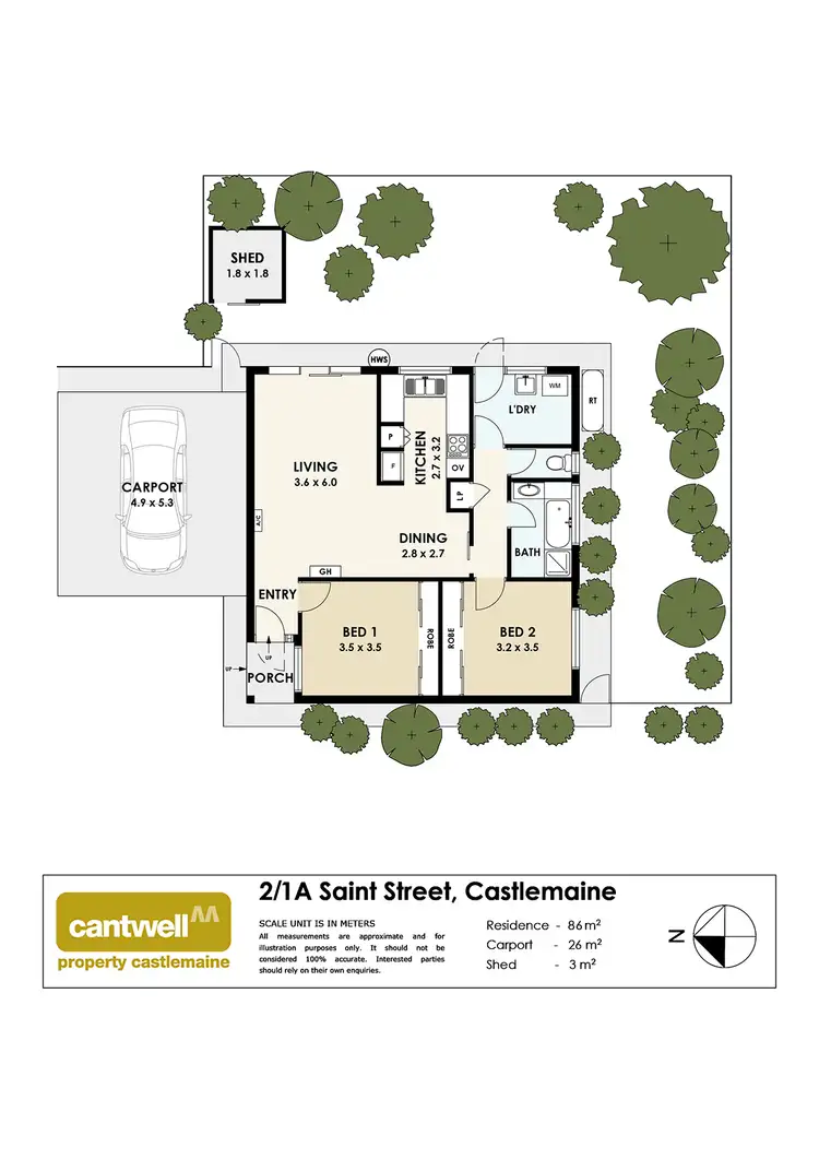 Floorplan of Homely unit listing, 2/1a Saint Street, Castlemaine VIC 3450