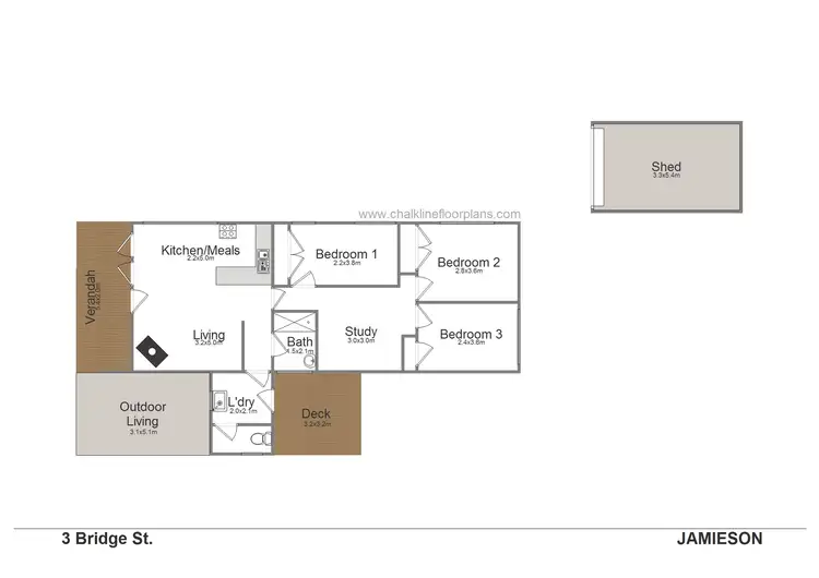 Floorplan of Homely house listing, 3 Bridge Street, Jamieson VIC 3723