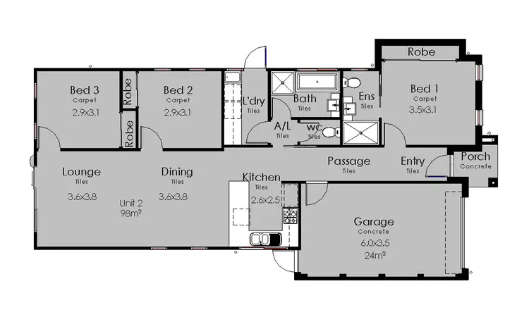 Floorplan of Homely townhouse listing, 12b Cheltenham rd, Newcomb VIC 3219