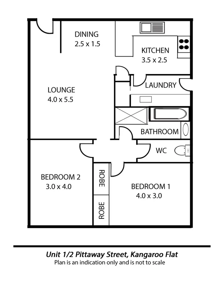Floorplan of Homely unit listing, 1/2 Pittaway Street, Kangaroo Flat VIC 3555