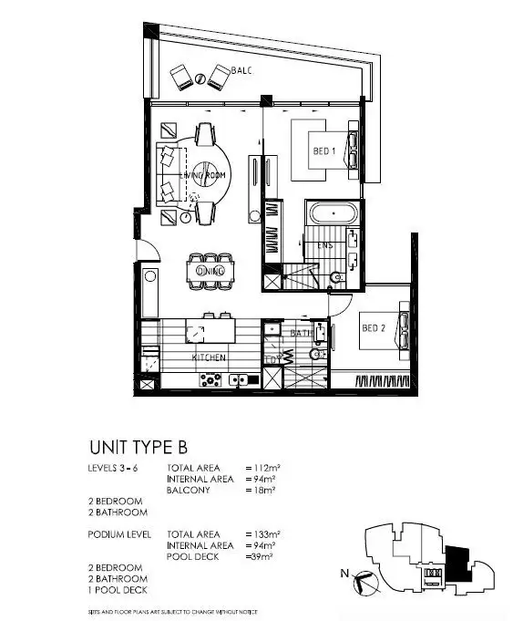 Floorplan of Homely unit listing, 402/1-3 Douglas Street, Kirra QLD 4225