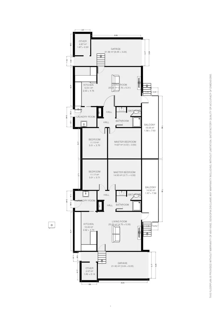 Floorplan of Homely semi-detached listing, 1 & 2/225-227 Wyrallah Road, East Lismore NSW 2480