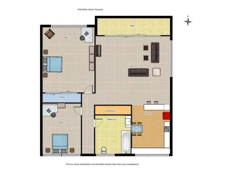 Floorplan of Homely unit listing, 3/56 Miskin Street, Toowong QLD 4066