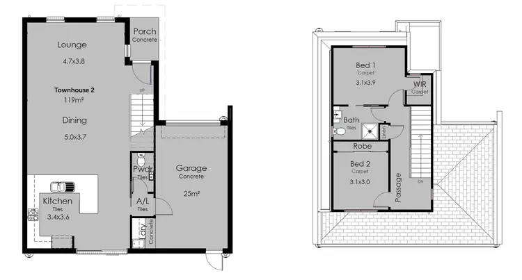 Floorplan of Homely townhouse listing, 2/12 Cheltenham Rd, Newcomb VIC 3219