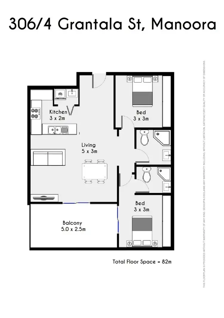 Floorplan of Homely apartment listing, 306/4 Grantala St, Manoora QLD 4870