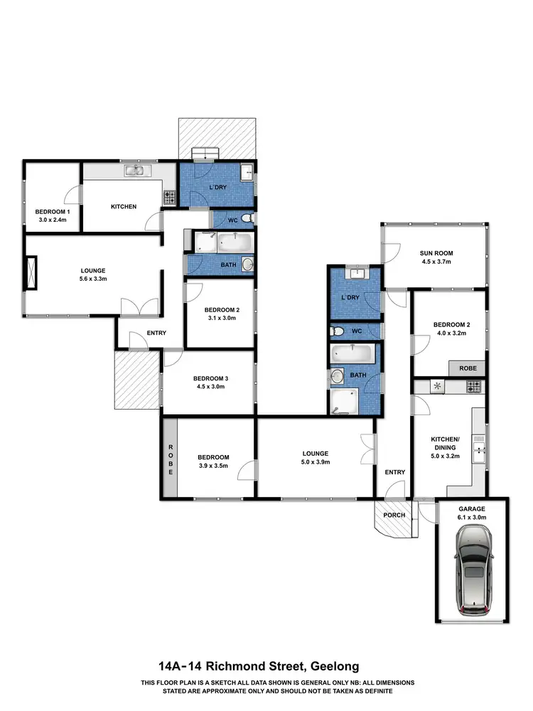 Floorplan of Homely semi-detached listing, 14 & 14A Richmond Street, Geelong VIC 3220