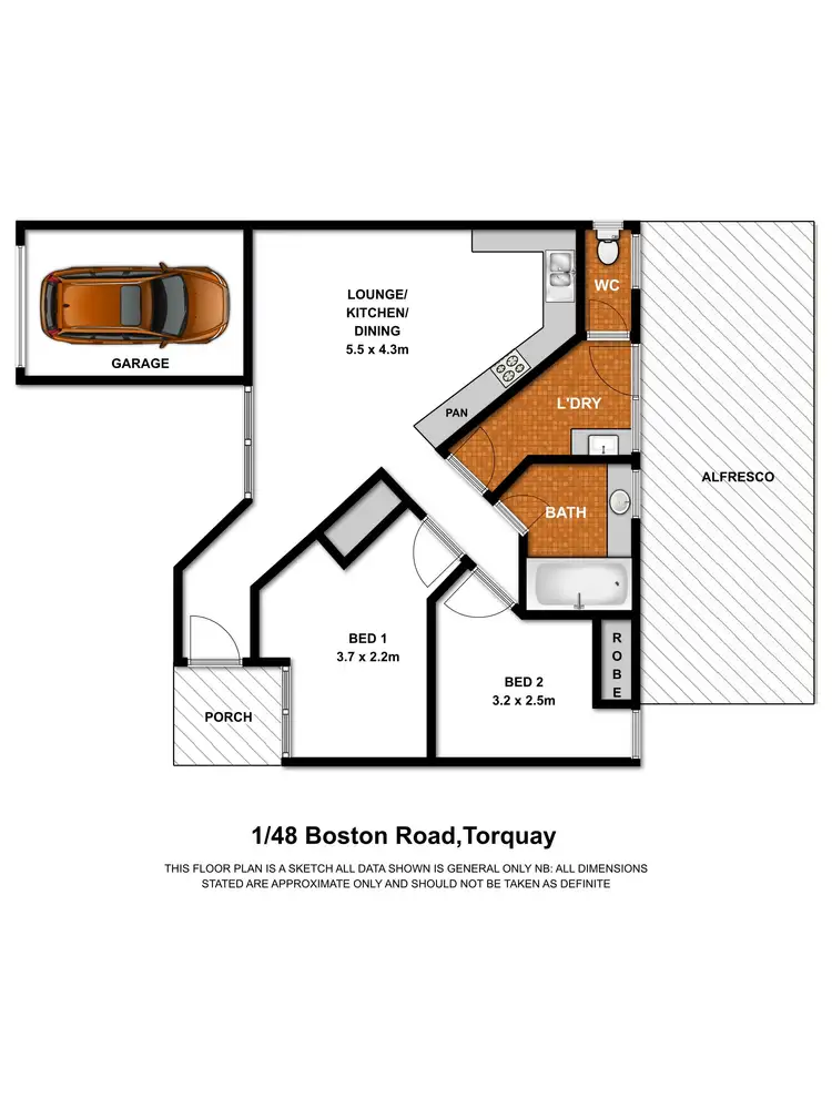 Floorplan of Homely unit listing, 1/48 Boston Road, Torquay VIC 3228