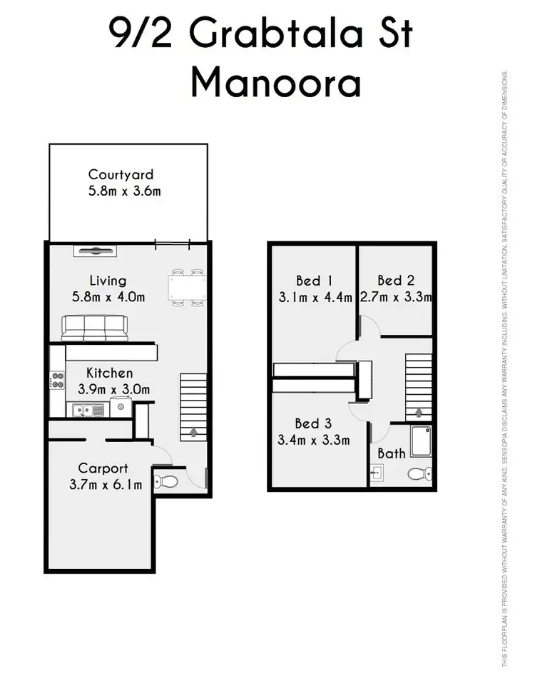 Floorplan of Homely townhouse listing, 9/2 Grantala St, Manoora QLD 4870