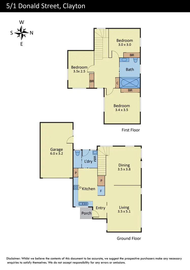 Floorplan of Homely townhouse listing, 5/1 Donald Street, Clayton VIC 3168