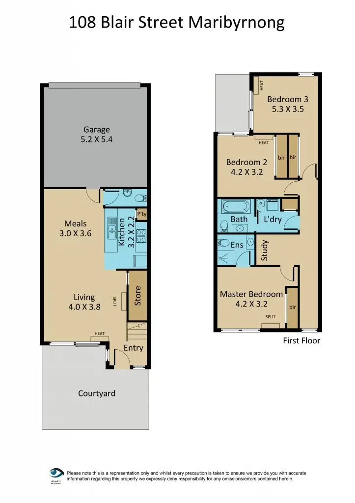Floorplan of Homely townhouse listing, 108 Blair Street, Maribyrnong VIC 3032