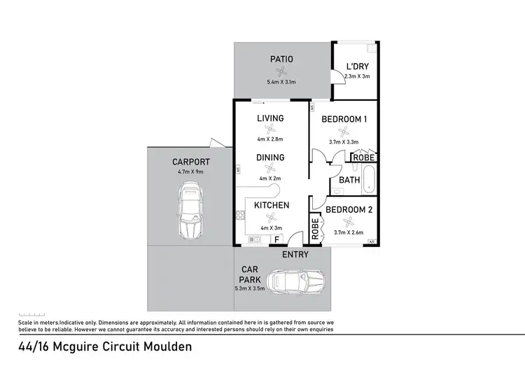 Floorplan of Homely unit listing, 44/16 McGuire Circuit, Moulden NT 830