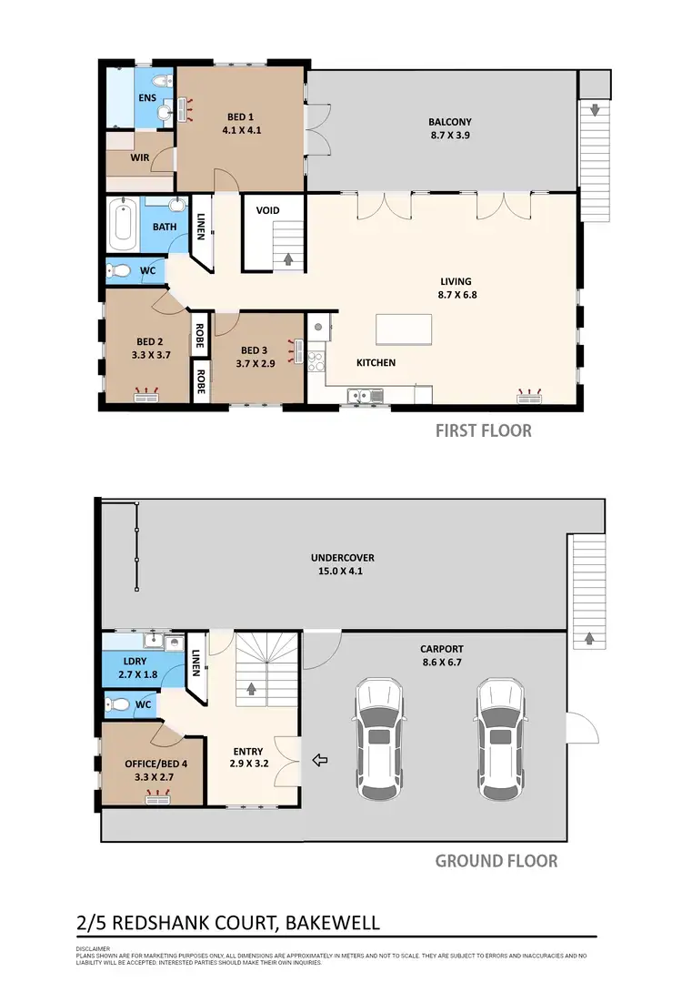 Floorplan of Homely townhouse listing, 2/5 Redshank Court, Bakewell NT 832