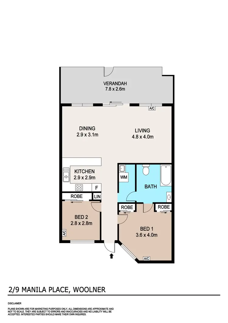 Floorplan of Homely unit listing, 2/9 Manila Place, Woolner NT 820