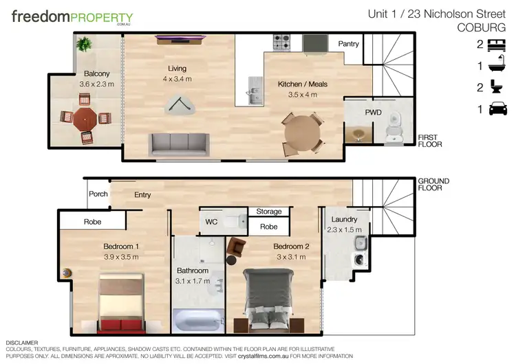 Floorplan of Homely townhouse listing, 1/23 Nicholson Street, Coburg VIC 3058