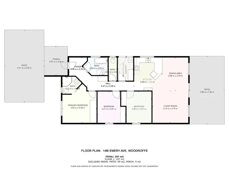 Floorplan of Homely semi-detached listing, Unit 1/88 Emery Avenue, Woodroffe NT 830