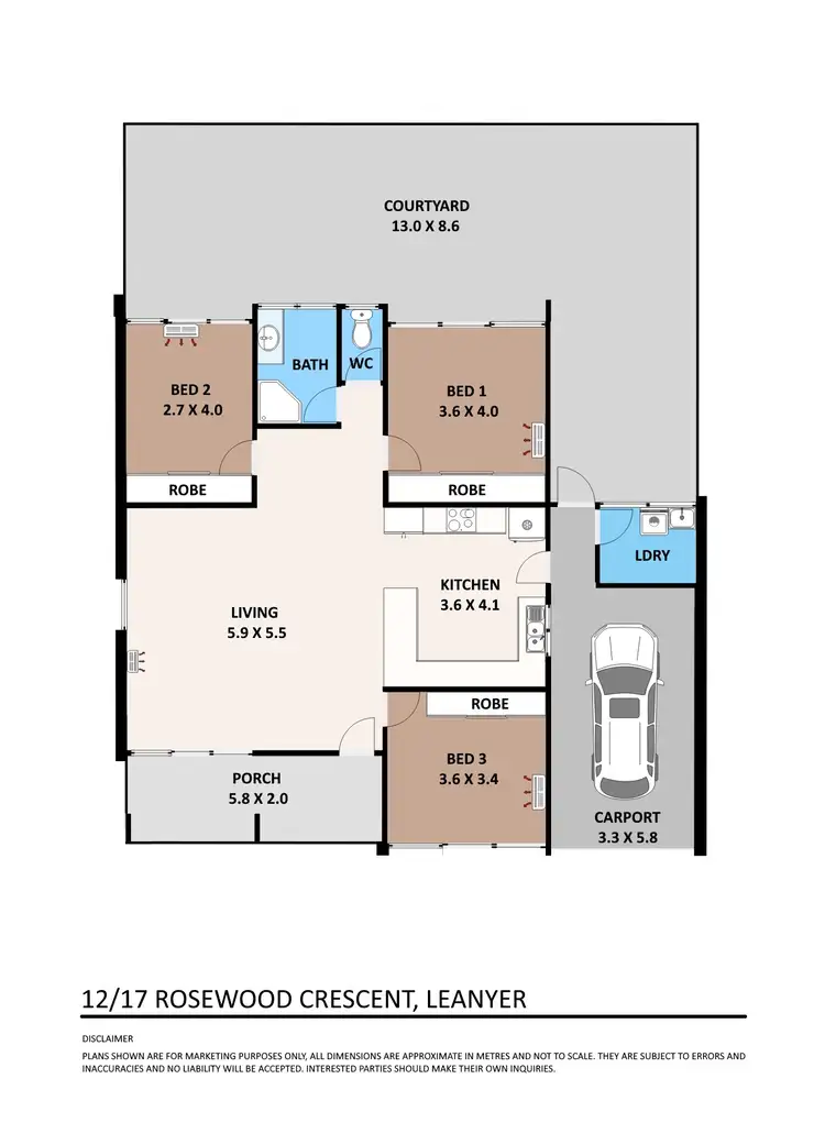Floorplan of Homely unit listing, 12/17 Rosewood Crescent, Leanyer NT 812