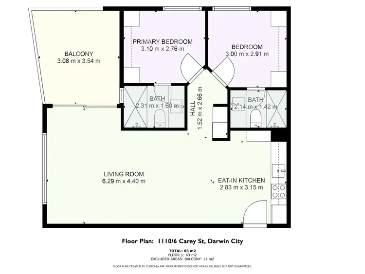 Floorplan of Homely unit listing, 1110/6 Carey Street, Darwin City NT 800