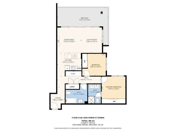 Floorplan of Homely unit listing, 405/6 Finniss Street, Darwin City NT 800