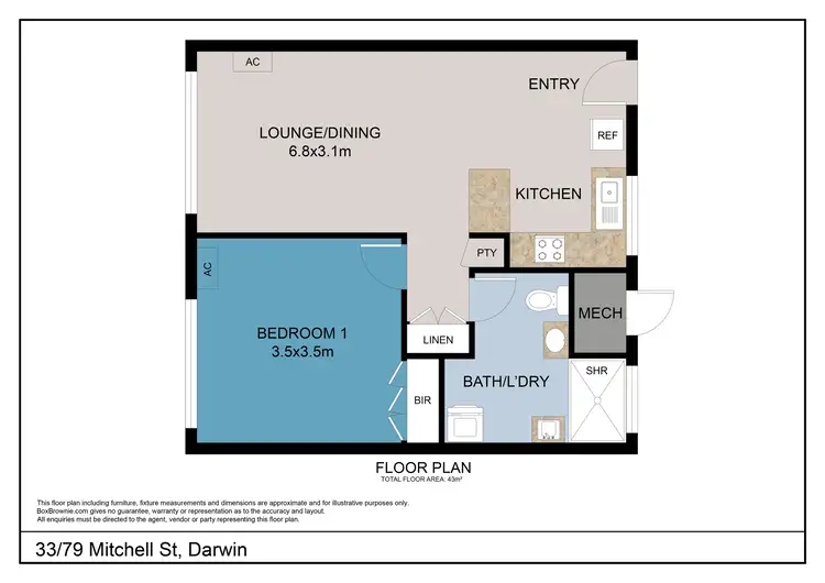Floorplan of Homely unit listing, 33/79 Mitchell Street, Darwin City NT 800