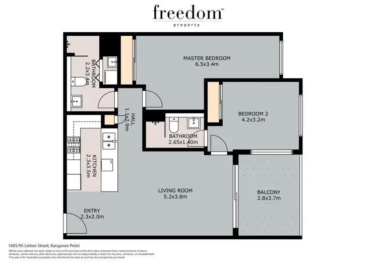 Floorplan of Homely unit listing, 1605/95 Linton Street, Kangaroo Point QLD 4169
