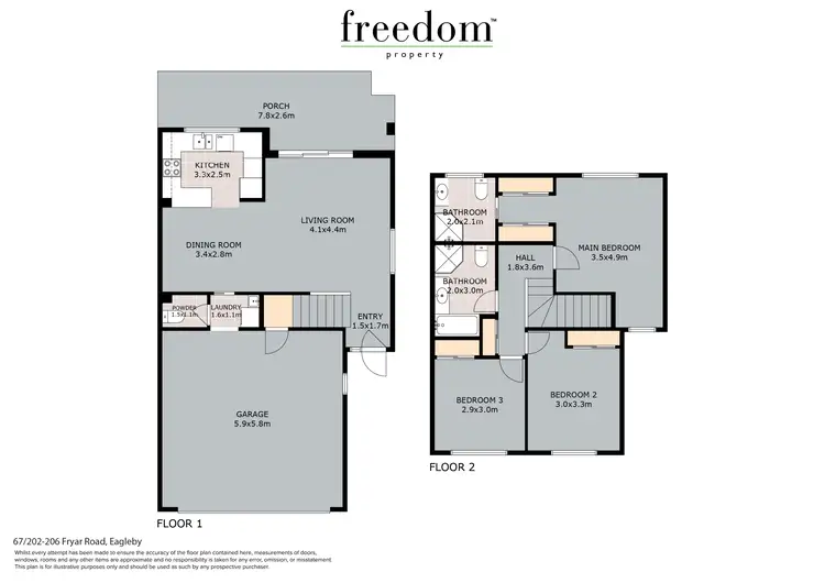 Floorplan of Homely townhouse listing, Unit 67/202-206 Fryar Road, Eagleby QLD 4207