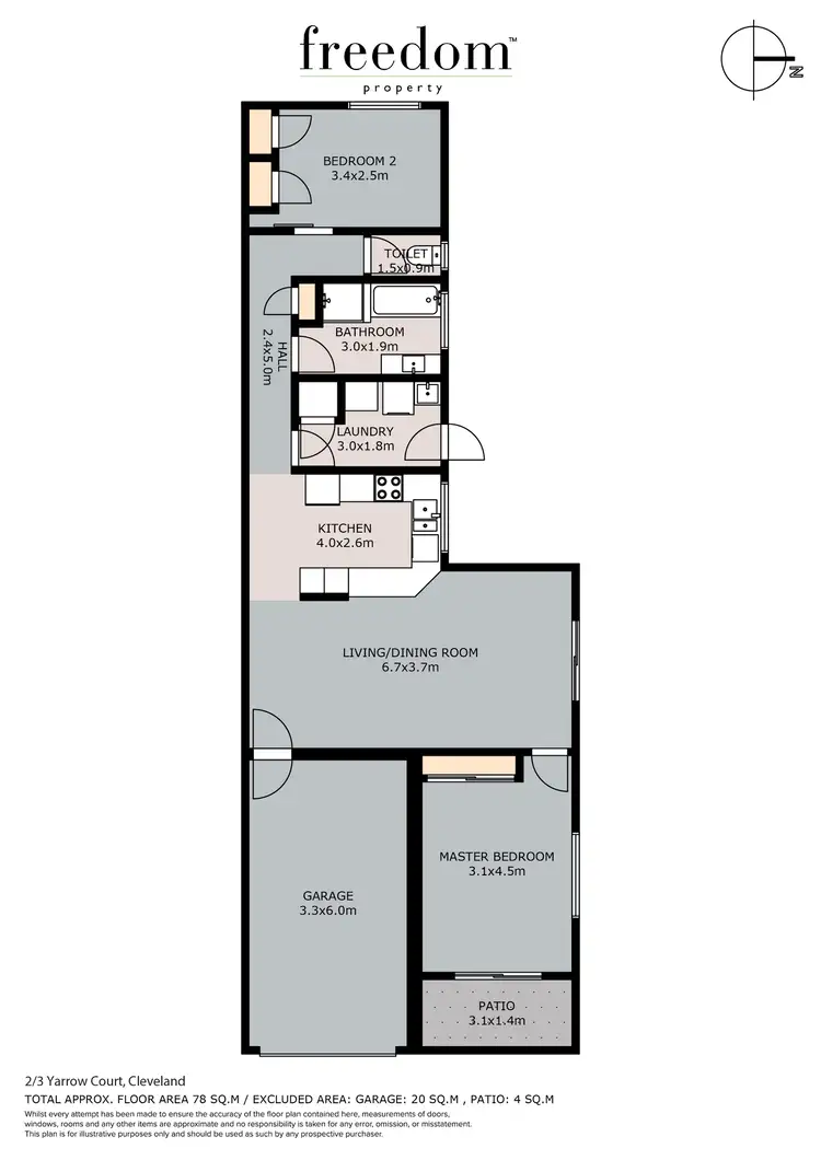 Floorplan of Homely unit listing, Unit 2/3 Yarrow Court, Cleveland QLD 4163