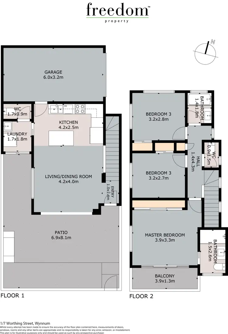 Floorplan of Homely townhouse listing, 1/7 Worthing Street, Wynnum QLD 4178