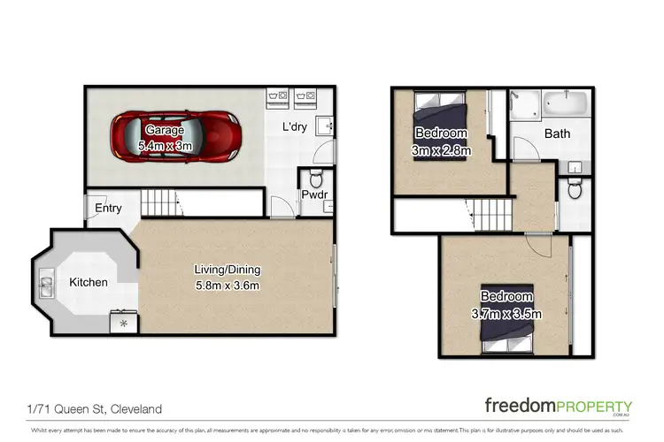 Floorplan of Homely townhouse listing, 1/71 Queen Street, Cleveland QLD 4163