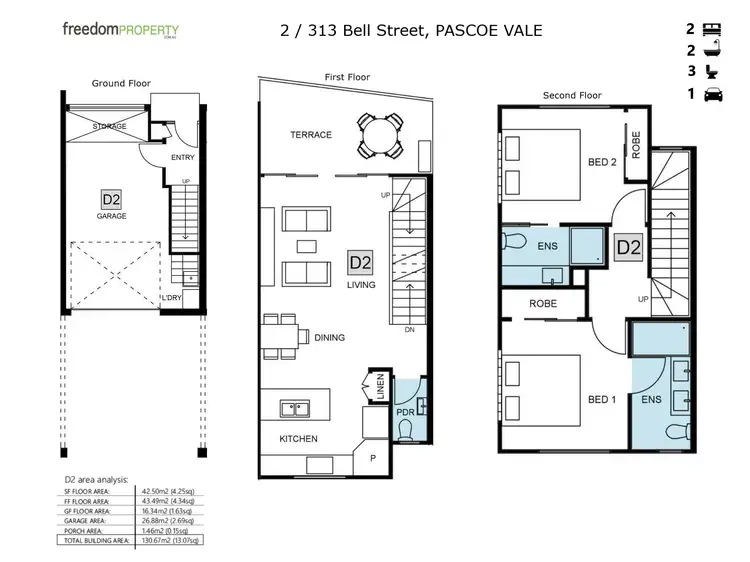 Floorplan of Homely townhouse listing, 2/313 Bell Street, Pascoe Vale South VIC 3044