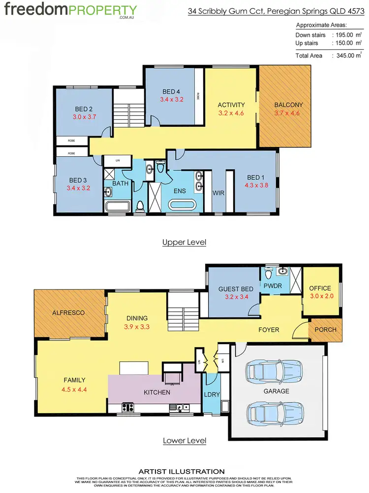 Floorplan of Homely semi-detached listing, 34 Scribbly Gum Circuit, Peregian Springs QLD 4573