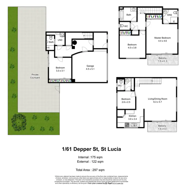 Floorplan of Homely unit listing, 1/61 Depper Street, St Lucia QLD 4067